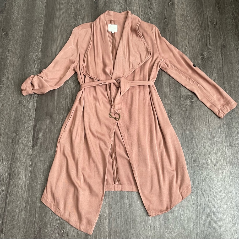 Thread & Supply Rose Pink Drape Belted Utility Jacket
